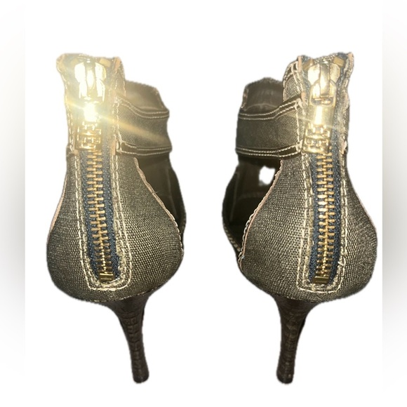 Tory Burch Geoff Olive Green & Gold Caged Heel Sandals 9.5M, Used - Picture 15 of 15